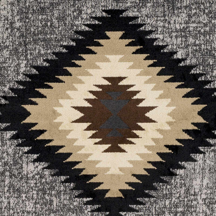 Black, Silver, Ivory and Brown Southwestern Mamluk Design Multi size Area Rug - The Rug Decor