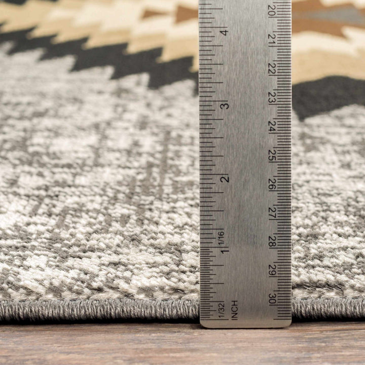 Black, Silver, Ivory and Brown Southwestern Mamluk Design Multi size Area Rug - The Rug Decor