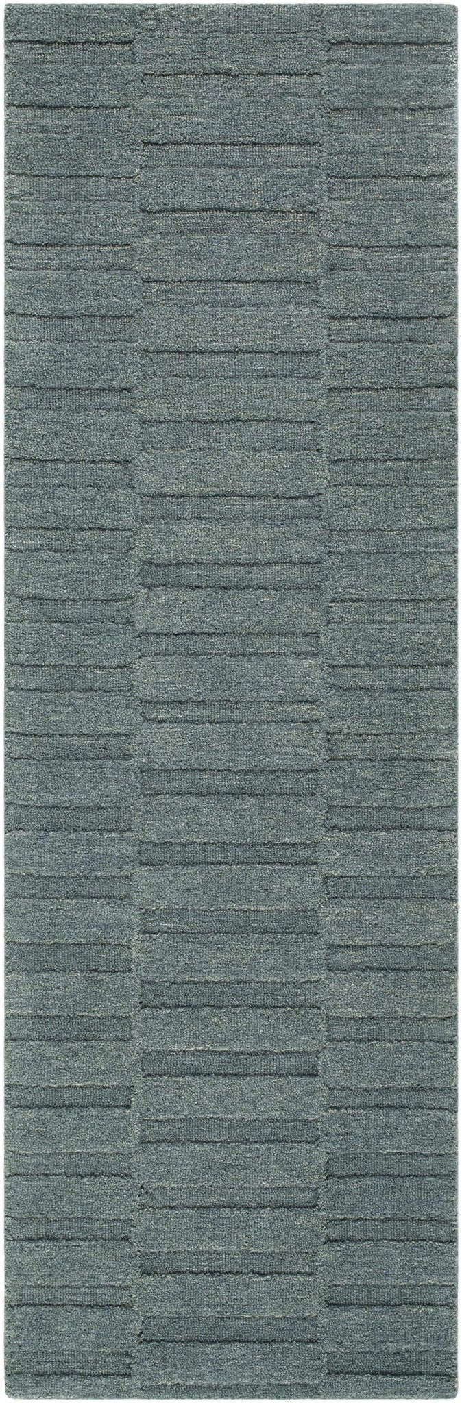 Blagoy Modern Striped Design Slate Blue Wool Rug - The Rug Decor