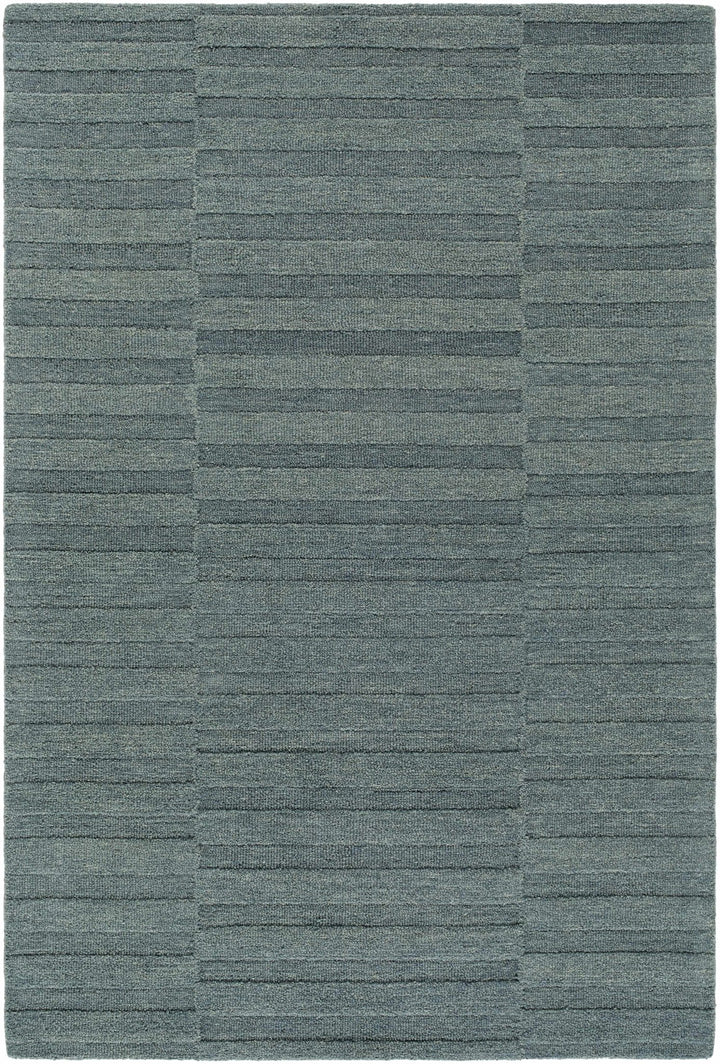 Blagoy Modern Striped Design Slate Blue Wool Rug - The Rug Decor