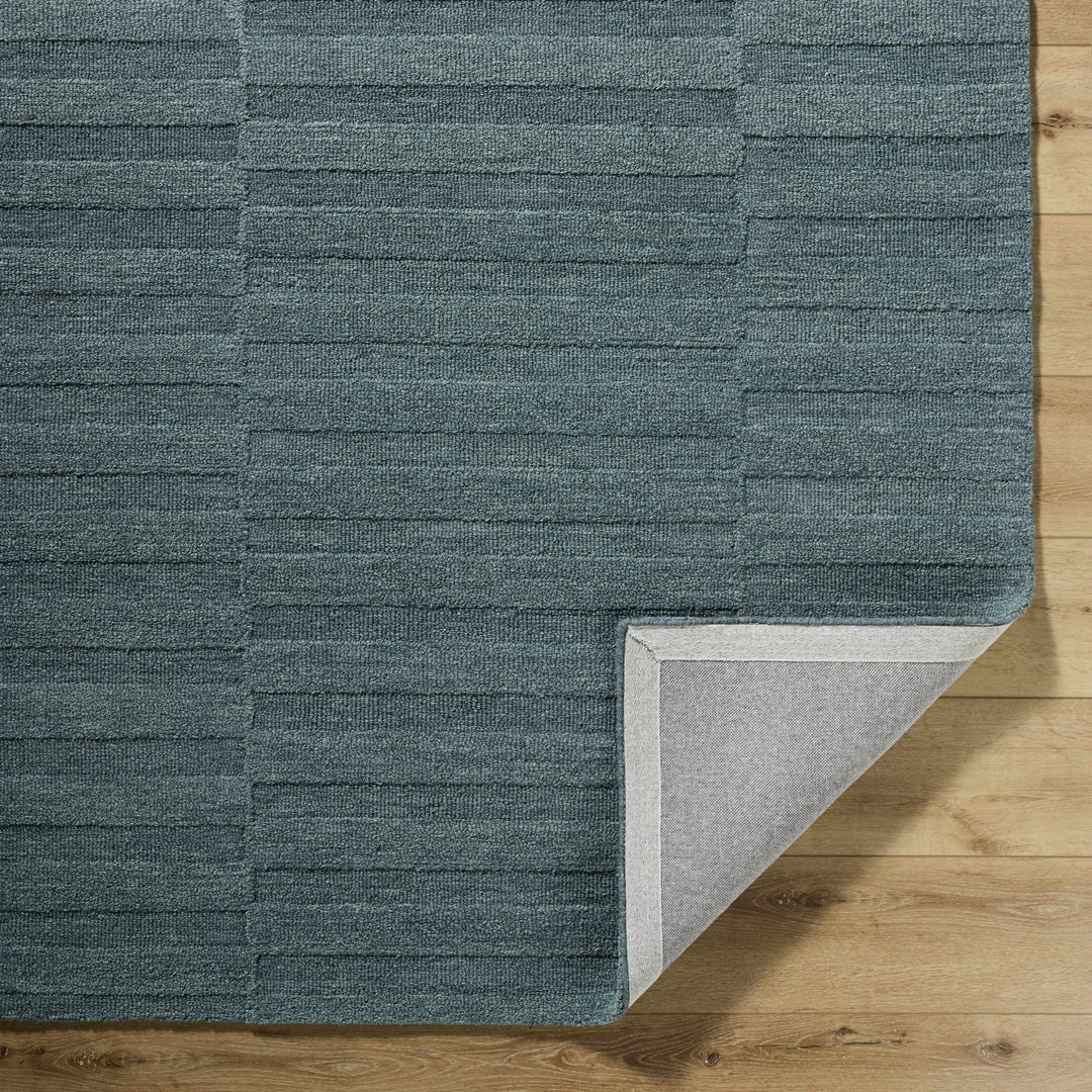 Blagoy Modern Striped Design Slate Blue Wool Rug - The Rug Decor