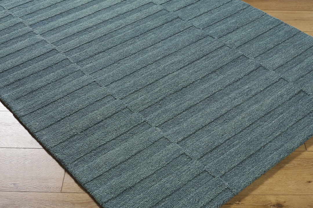 Blagoy Modern Striped Design Slate Blue Wool Rug - The Rug Decor