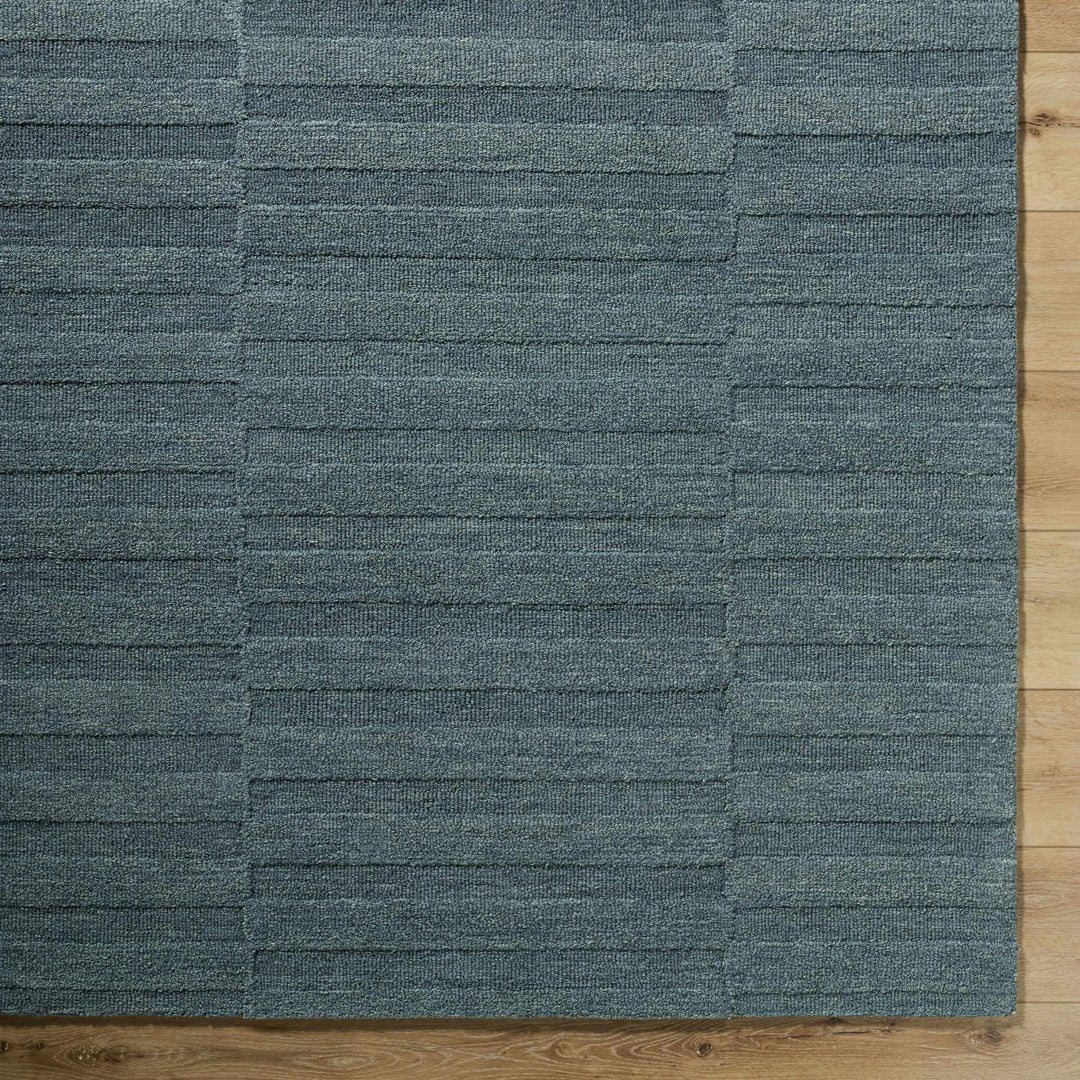 Blagoy Modern Striped Design Slate Blue Wool Rug - The Rug Decor