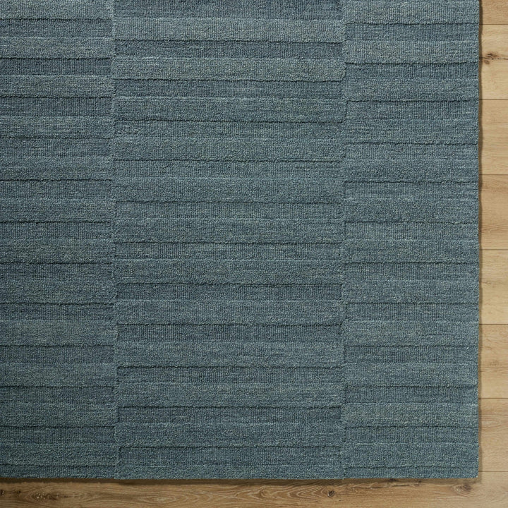 Blagoy Modern Striped Design Slate Blue Wool Rug - The Rug Decor