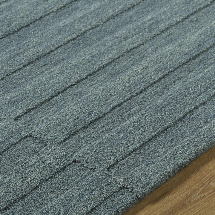 Blagoy Modern Striped Design Slate Blue Wool Rug - The Rug Decor