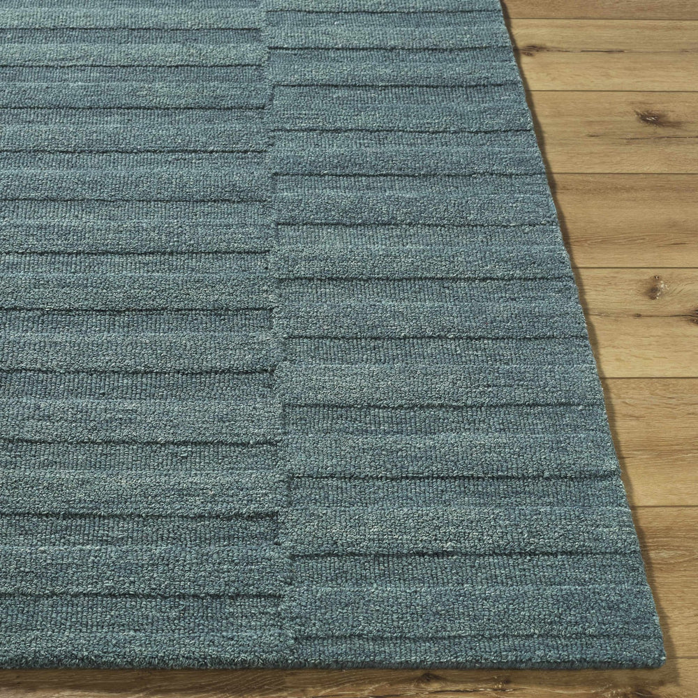 Blagoy Modern Striped Design Slate Blue Wool Rug - The Rug Decor
