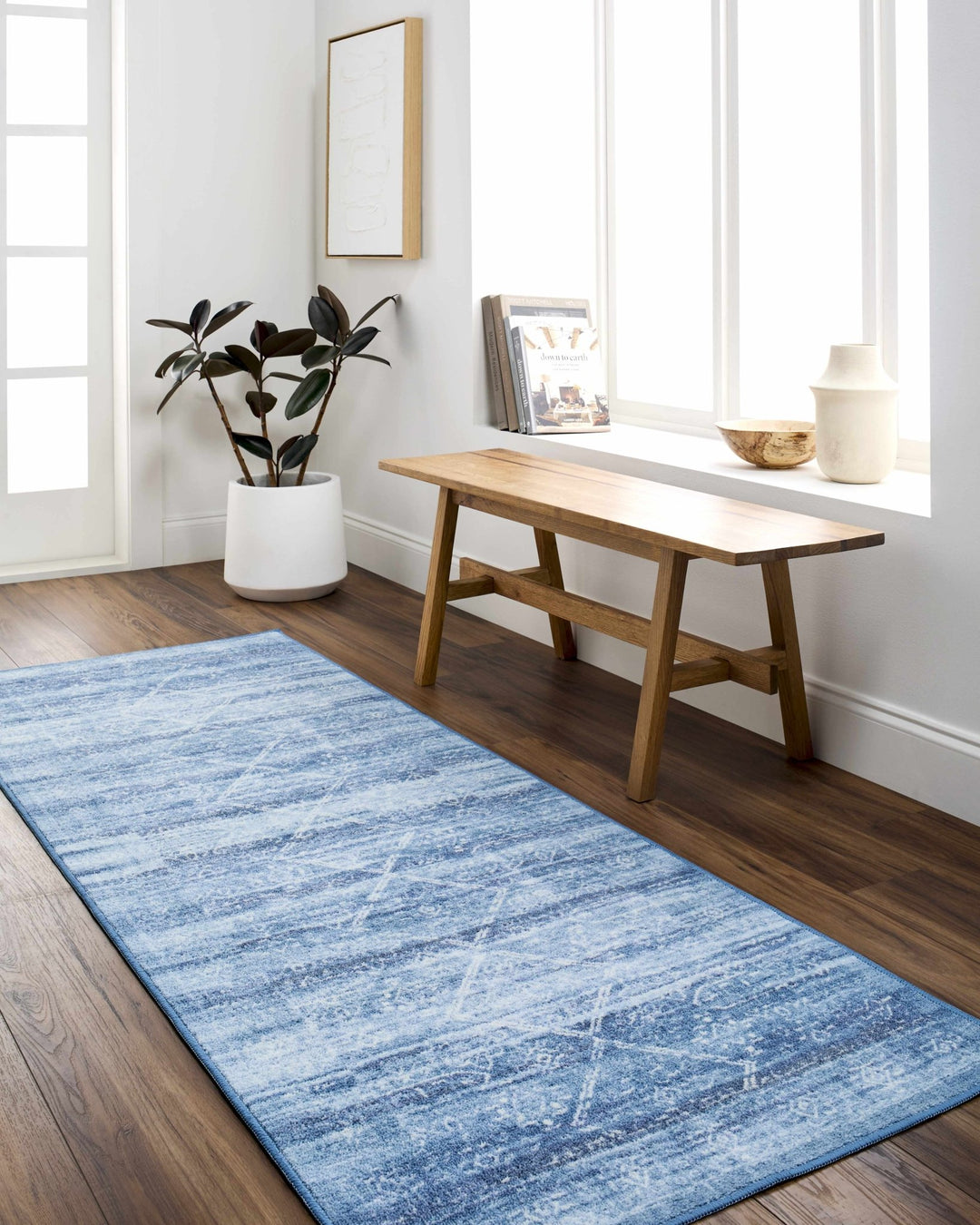 Blake Arctic Sky Traditional Style Blue Washable Area Rug - The Rug Decor