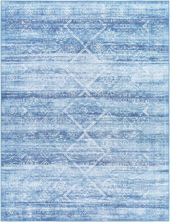 Blake Arctic Sky Traditional Style Blue Washable Area Rug - The Rug Decor