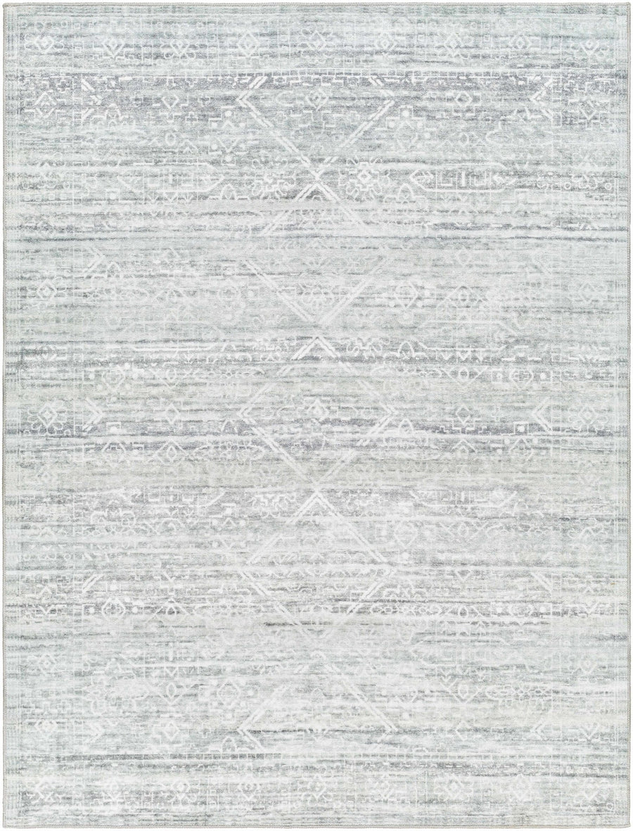 Blake Modern Abstract Design Silver And Gray Washable Rug - The Rug Decor