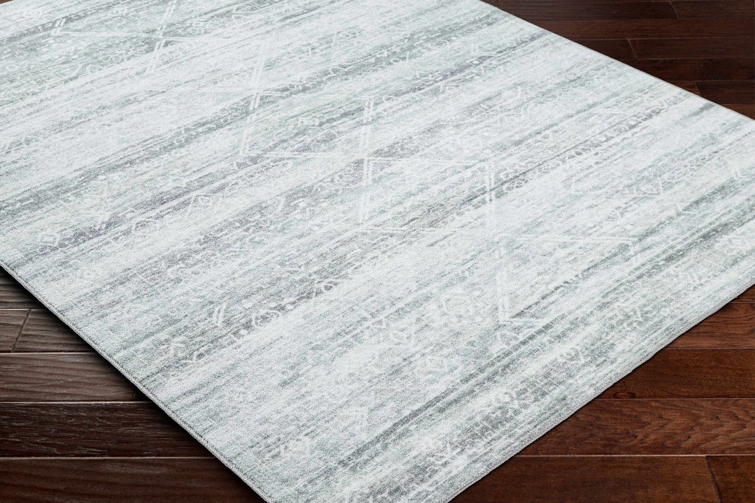 Blake Modern Abstract Design Silver And Gray Washable Rug - The Rug Decor