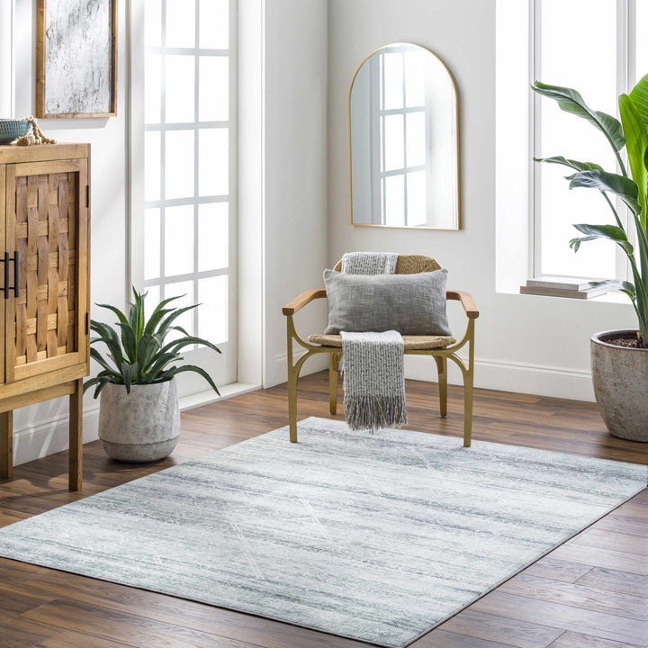 Blake Modern Abstract Design Silver And Gray Washable Rug - The Rug Decor