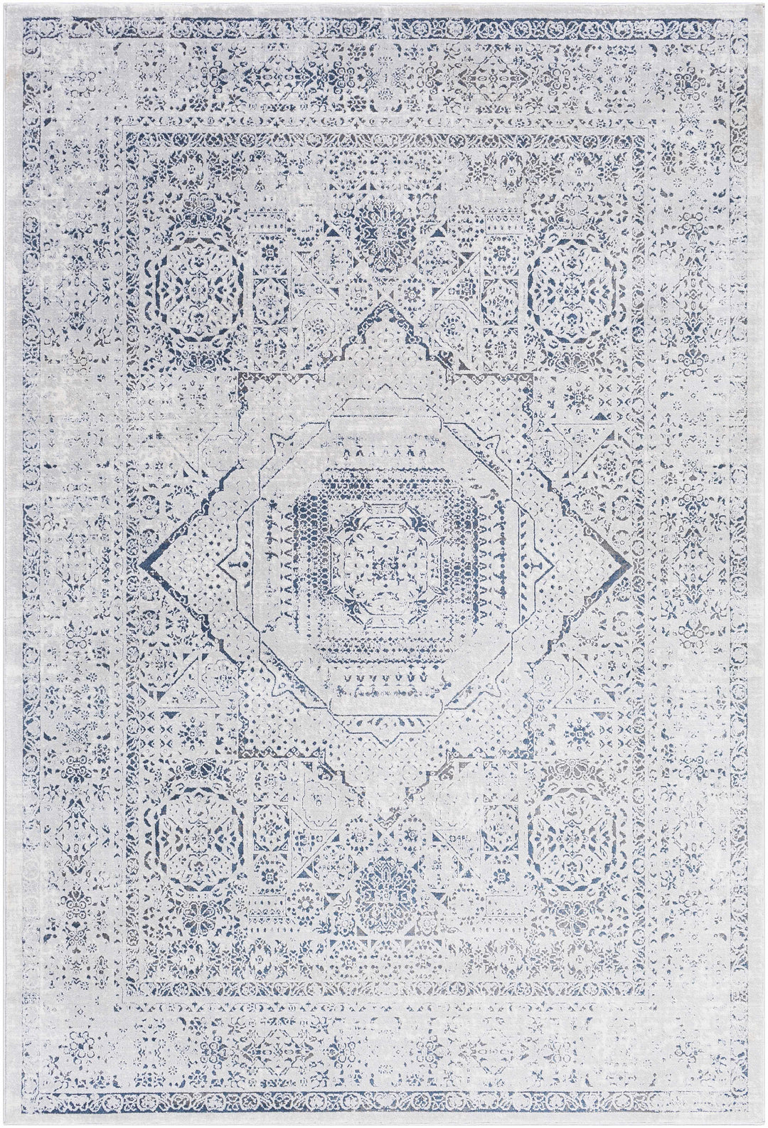Blantyre Ivory And Blue Traditional Style Area Rug