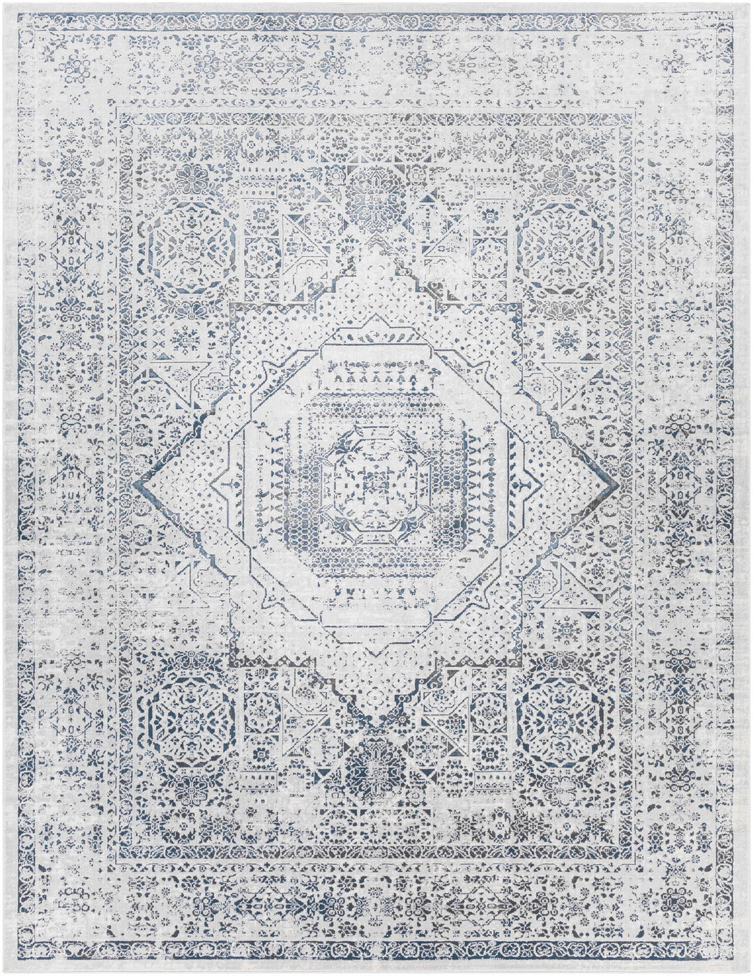 Blantyre Ivory And Blue Traditional Style Area Rug