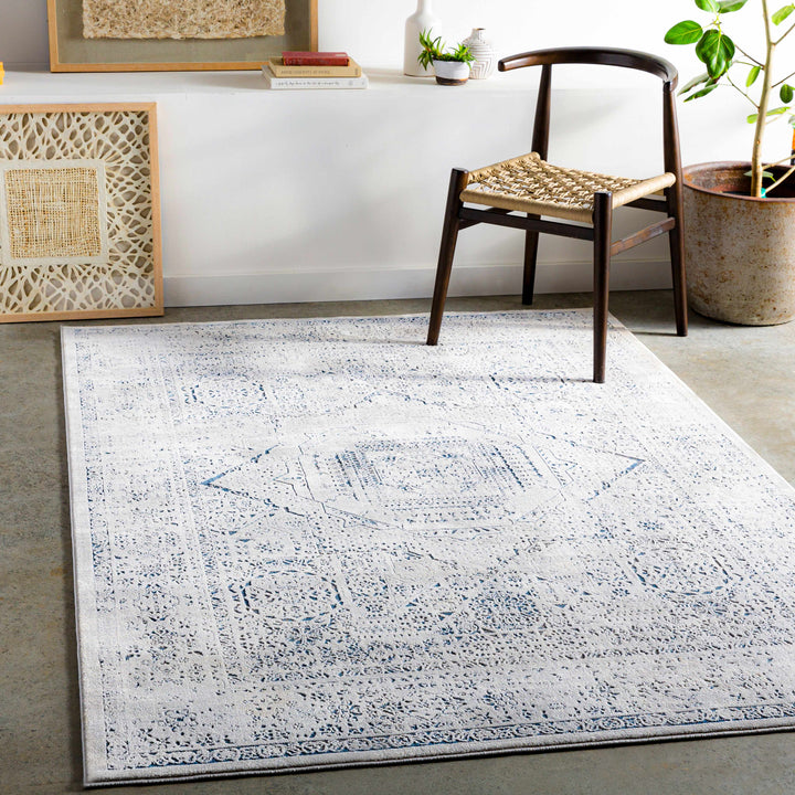 Blantyre Ivory And Blue Traditional Style Area Rug