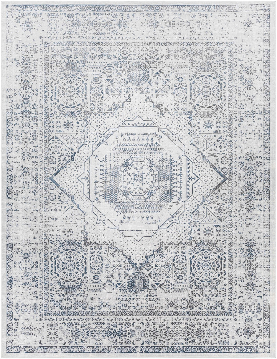 Blantyre Ivory And Blue Traditional Style Area Rug - The Rug Decor