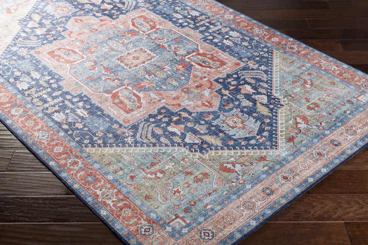 Blaze Traditional Style Blue And Rust Area Rug