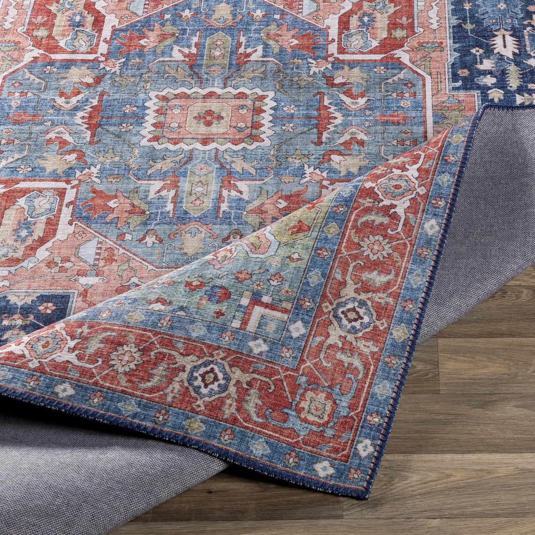 Blaze Traditional Style Blue And Rust Area Rug