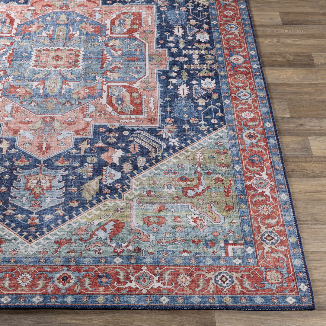 Blaze Traditional Style Blue And Rust Area Rug