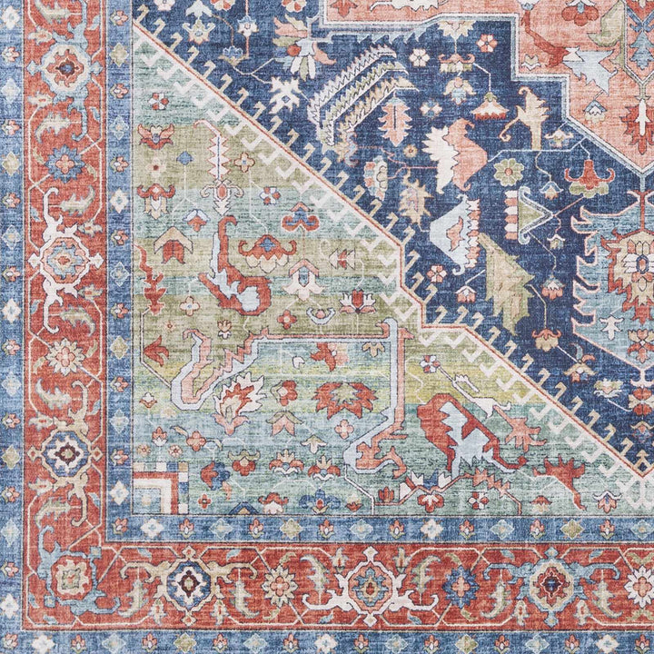 Blaze Traditional Style Blue And Rust Area Rug