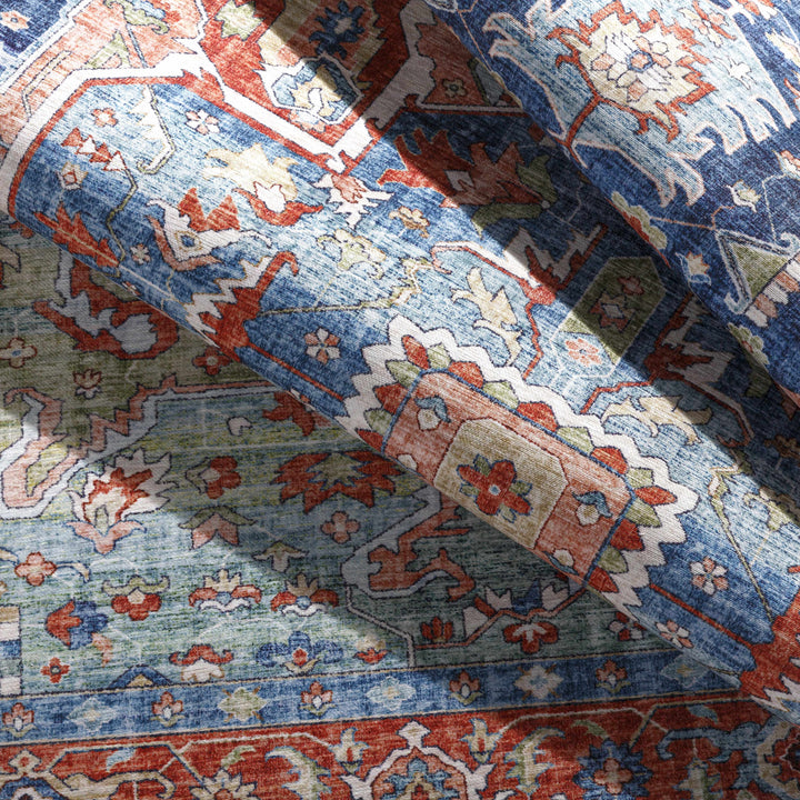 Blaze Traditional Style Blue And Rust Area Rug