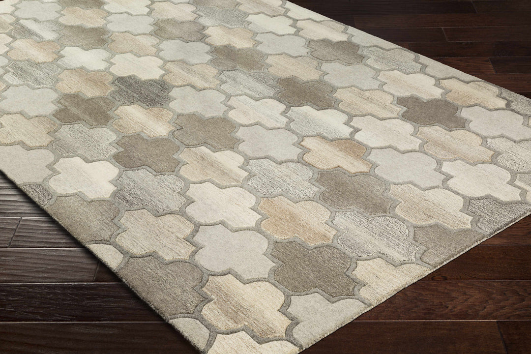 Bluffdale Modern Style Gray And Beige Hand Tufted Wool Area Rug