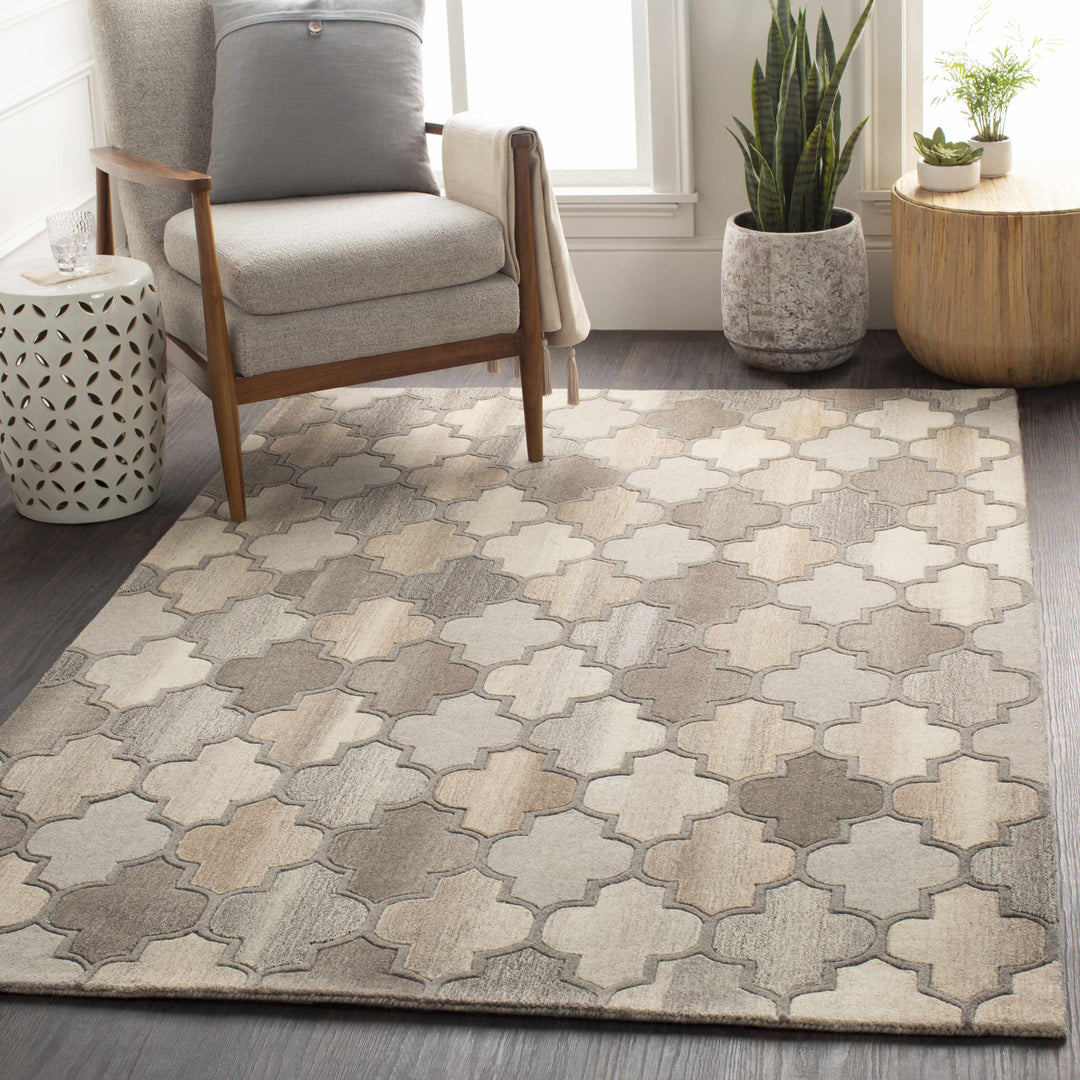 Bluffdale Modern Style Gray And Beige Hand Tufted Wool Area Rug