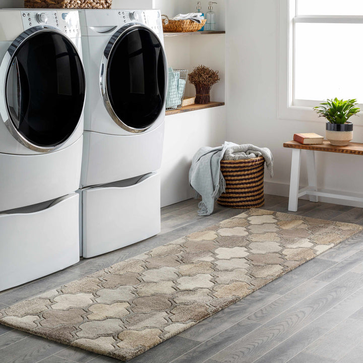 Bluffdale Modern Style Gray And Beige Hand Tufted Wool Area Rug