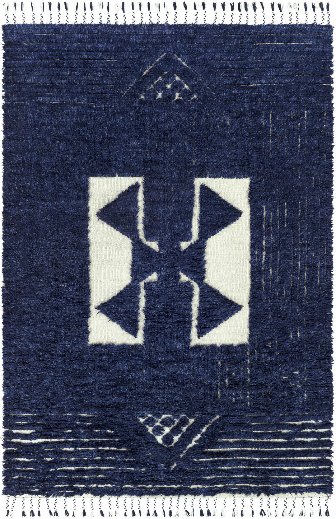 Billinge Modern Style Blue And Ivory Hand Knotted Area Rug