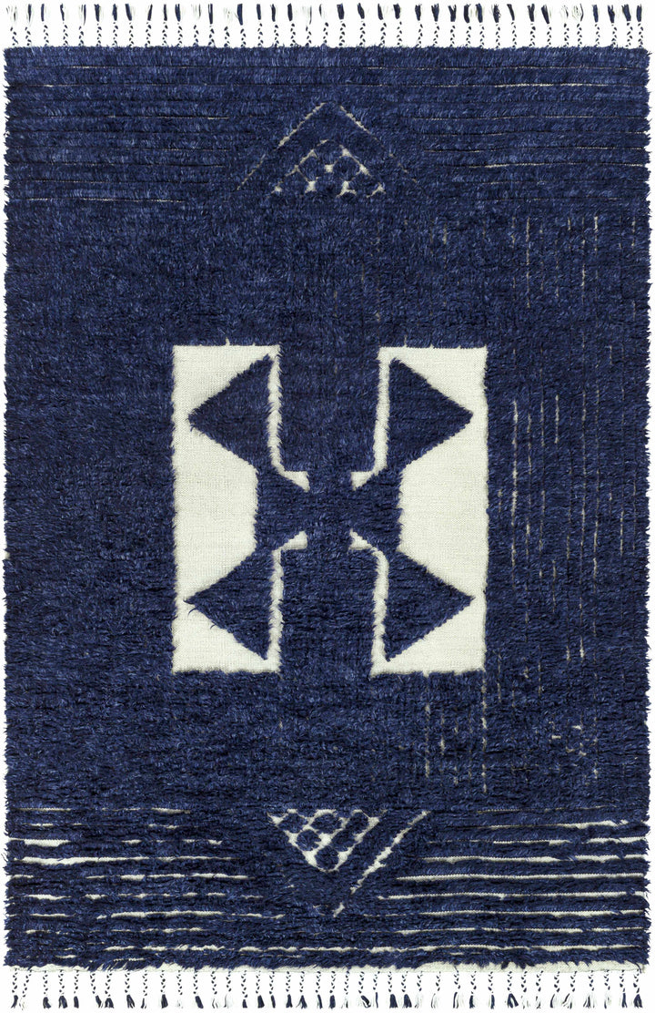 Billinge Modern Style Blue And Ivory Hand Knotted Area Rug