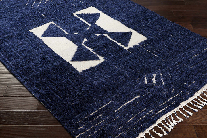 Billinge Modern Style Blue And Ivory Hand Knotted Area Rug