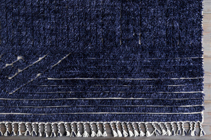 Billinge Modern Style Blue And Ivory Hand Knotted Area Rug