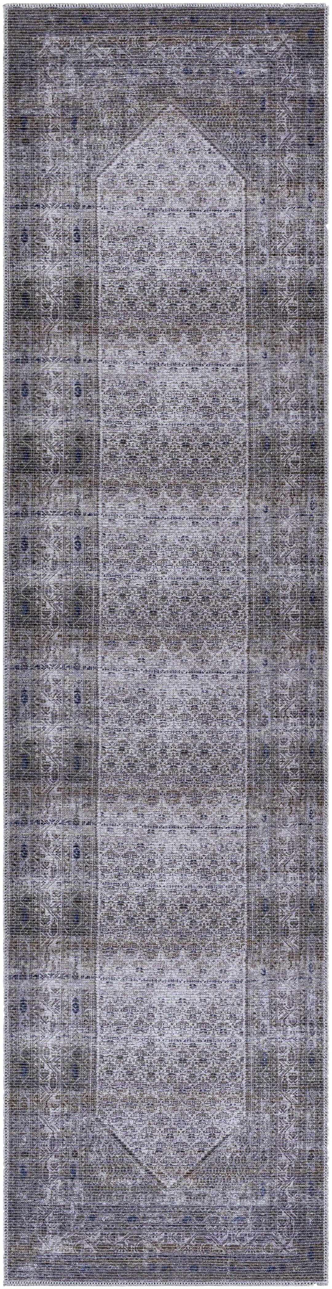 Ballinasloe Traditional Gray Washable Rug