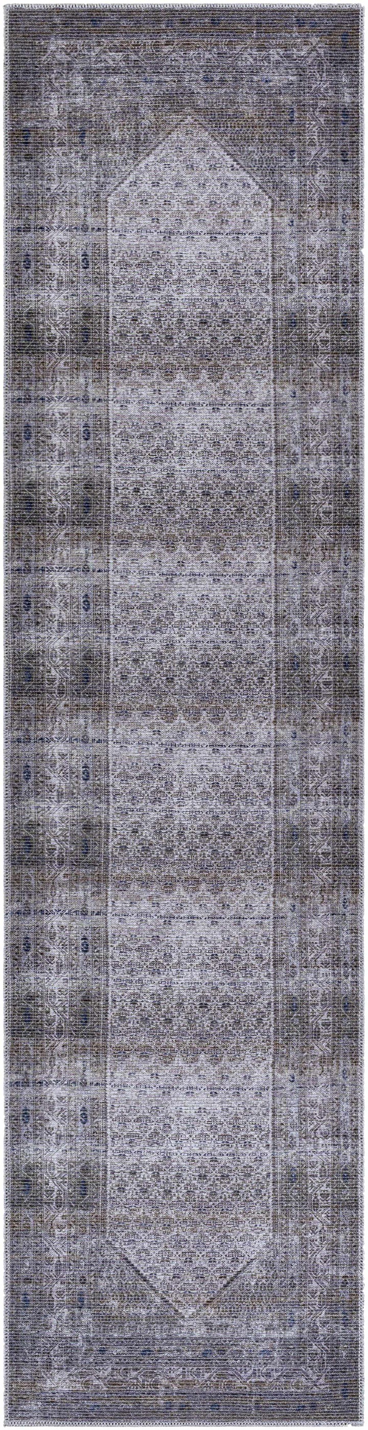 Ballinasloe Traditional Gray Washable Rug