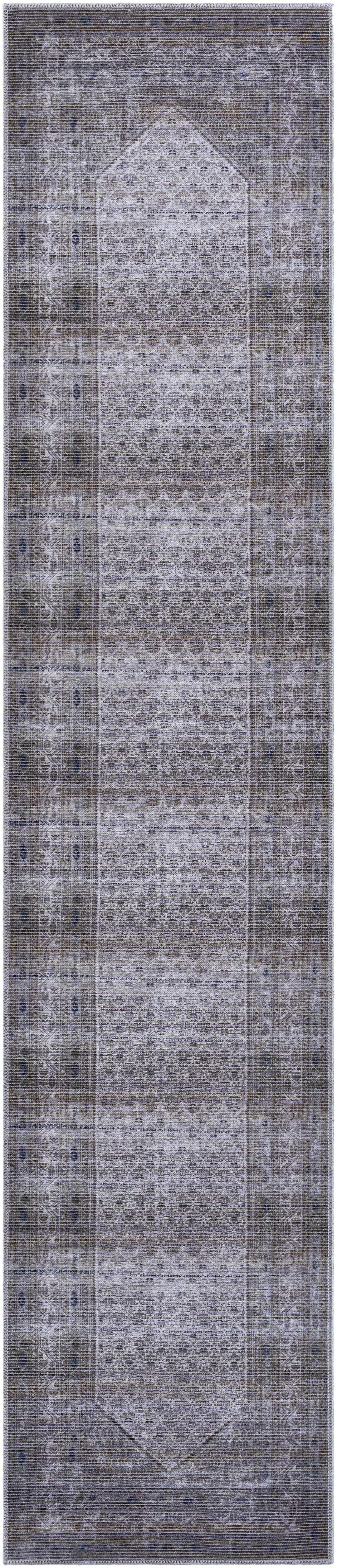 Ballinasloe Traditional Gray Washable Rug