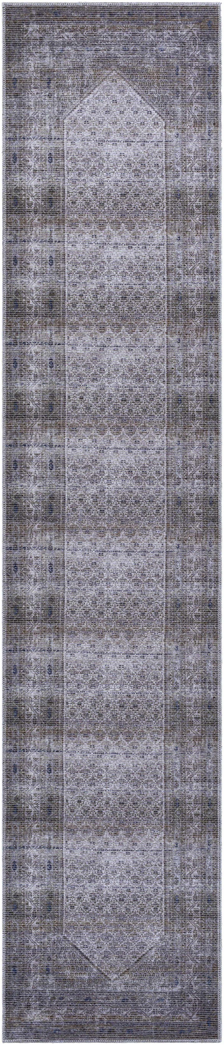Ballinasloe Traditional Gray Washable Rug
