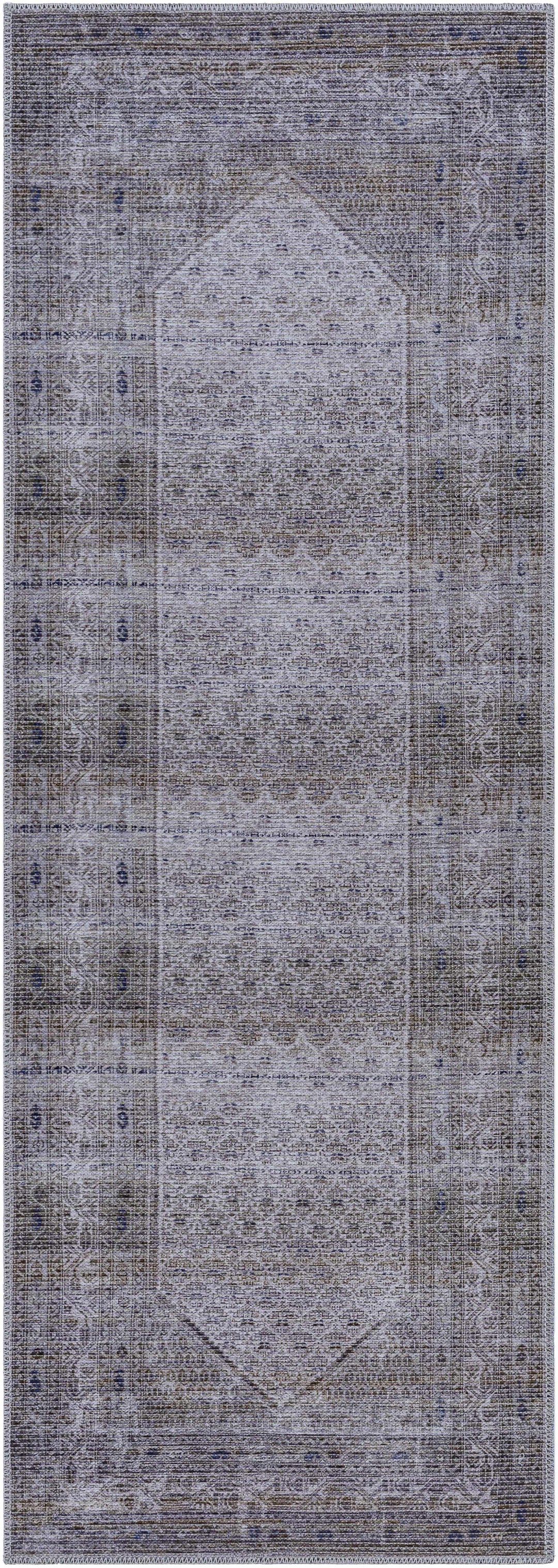 Ballinasloe Traditional Gray Washable Rug