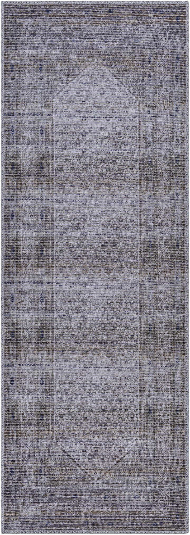 Ballinasloe Traditional Gray Washable Rug