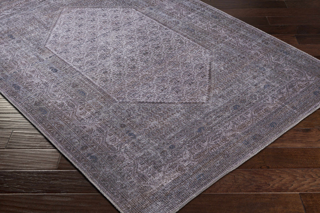 Ballinasloe Traditional Gray Washable Rug