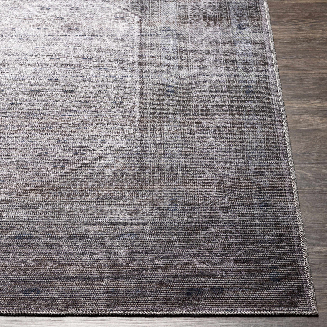 Ballinasloe Traditional Gray Washable Rug