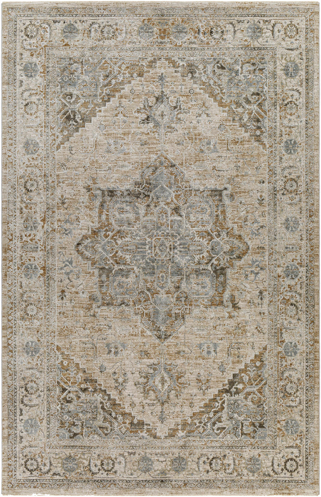 Ballisodare Traditional Medallion Design Brown And Beige Rug