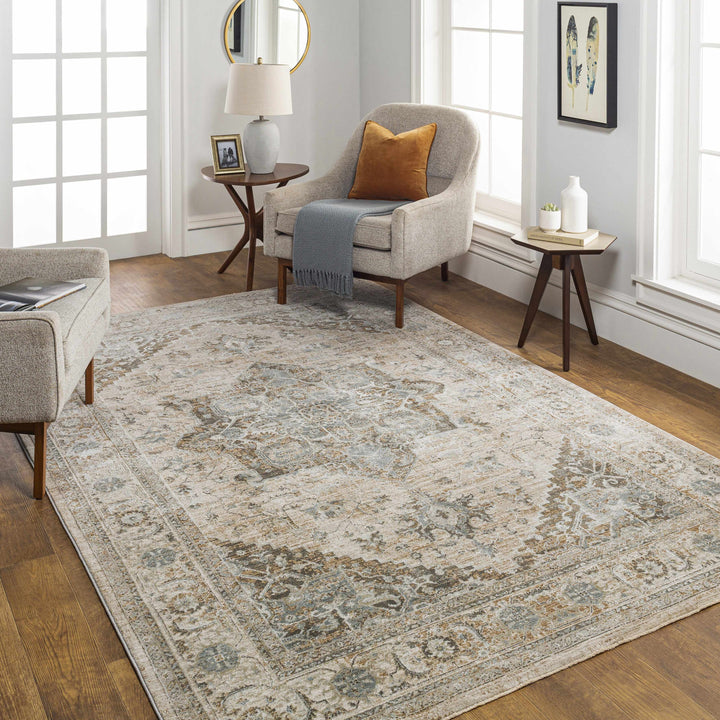 Ballisodare Traditional Medallion Design Brown And Beige Rug