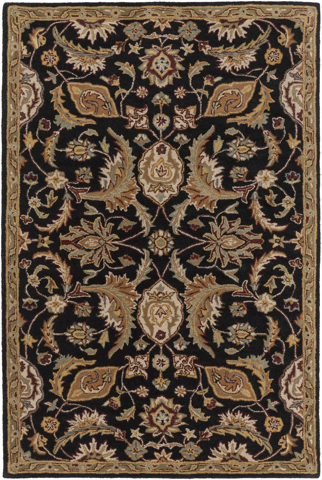 Blomkest Black And Beige Traditional Wool Rug - The Rug Decor