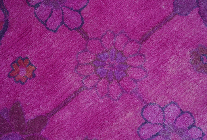 Bloom Overdyed Traditional Oushak Pink And Blue Hand Tufted Wool Rug - The Rug Decor