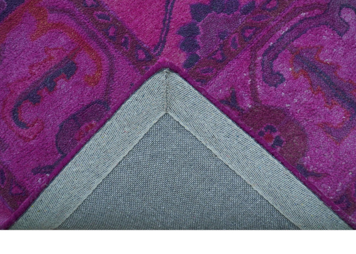 Bloom Overdyed Traditional Oushak Pink And Blue Hand Tufted Wool Rug - The Rug Decor