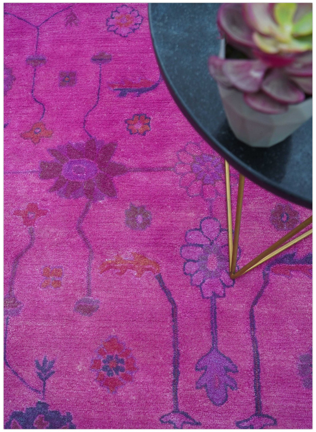 Bloom Overdyed Traditional Oushak Pink And Blue Hand Tufted Wool Rug - The Rug Decor