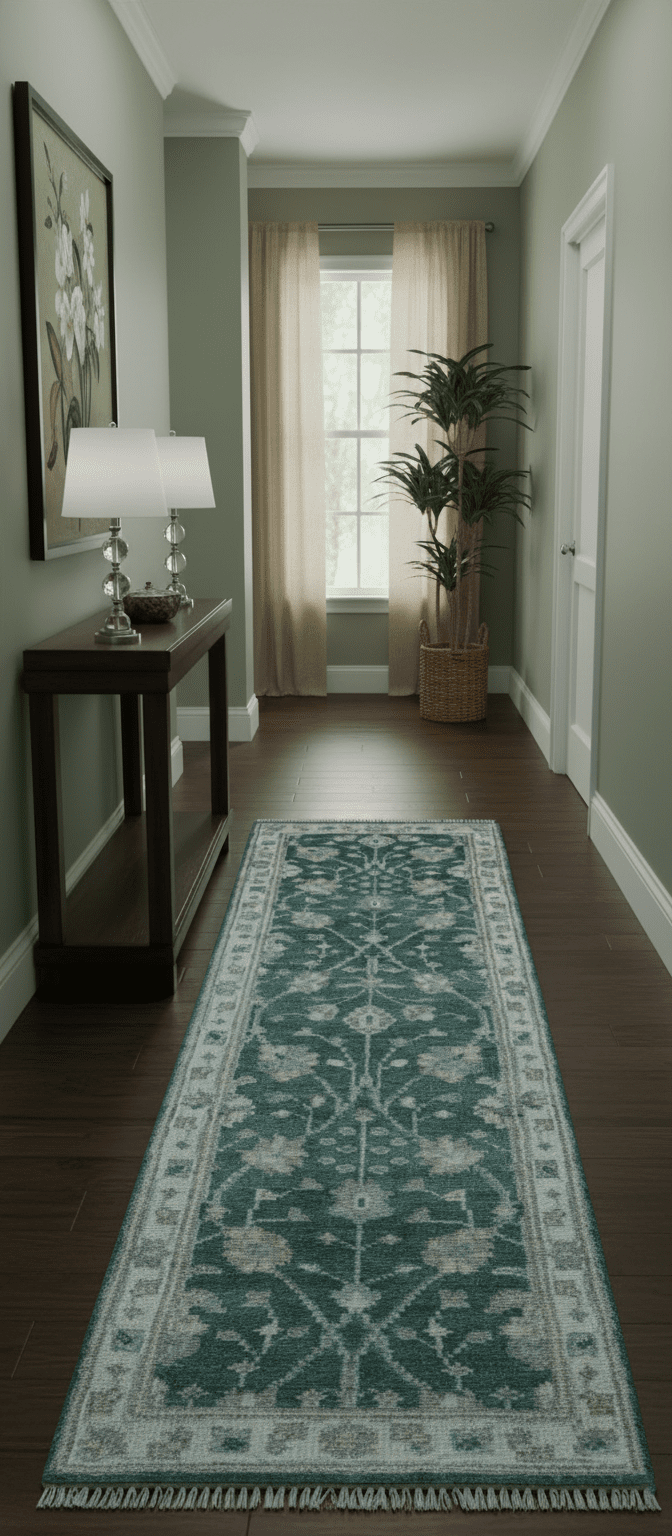 Bloom Traditional Oushak Design Teal 2.6x8.6 Hand Knotted Wool Rug - The Rug Decor