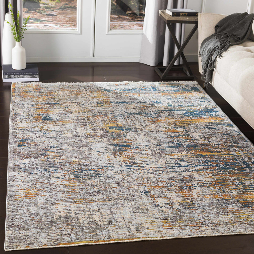 Blountville Modern Abstract Design Gray And Yellow Area Rug