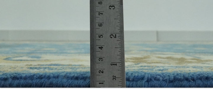 Blue and Beige 6x9 Hand Knotted Traditional Oushak wool area rug - The Rug Decor