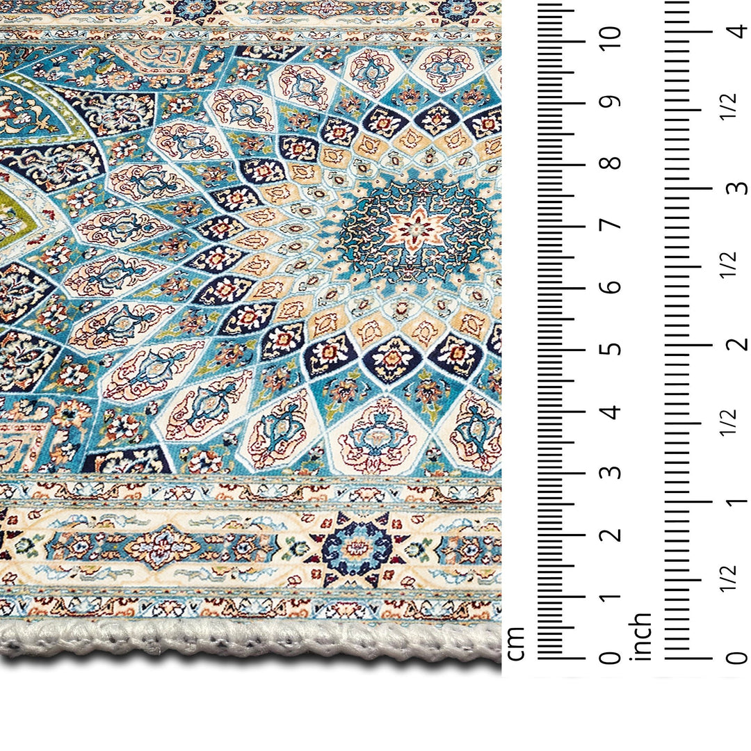 Blue And Beige Medallion Machine Washable Cotton Area Rug - The Rug Decor