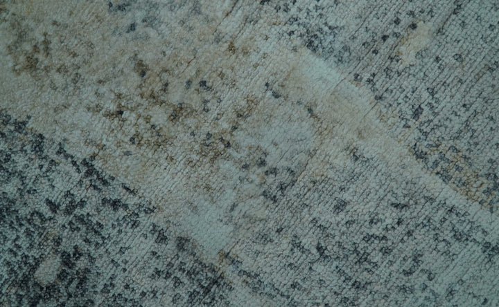 Blue And Beige Modern Abstract Design Hand Knotted 8x10 Bamboo Silk Area Rug - The Rug Decor